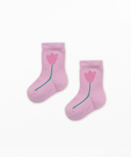 Meias com estampado de tulipas