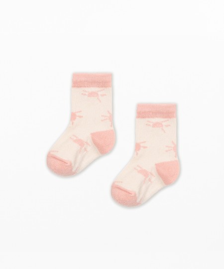 Meias em algod�o org�nico com estampado do sol