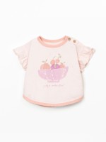 T-shirt with frill sleeves