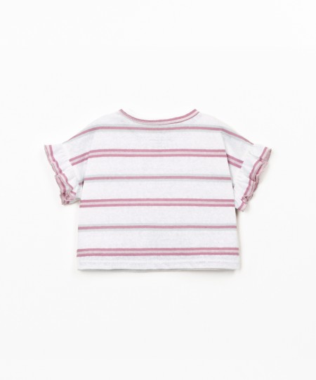 T-shirt em fibras naturais com padrão de riscas