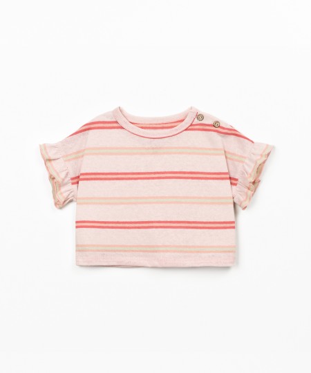 T-shirt in natural fibers with stripe pattern