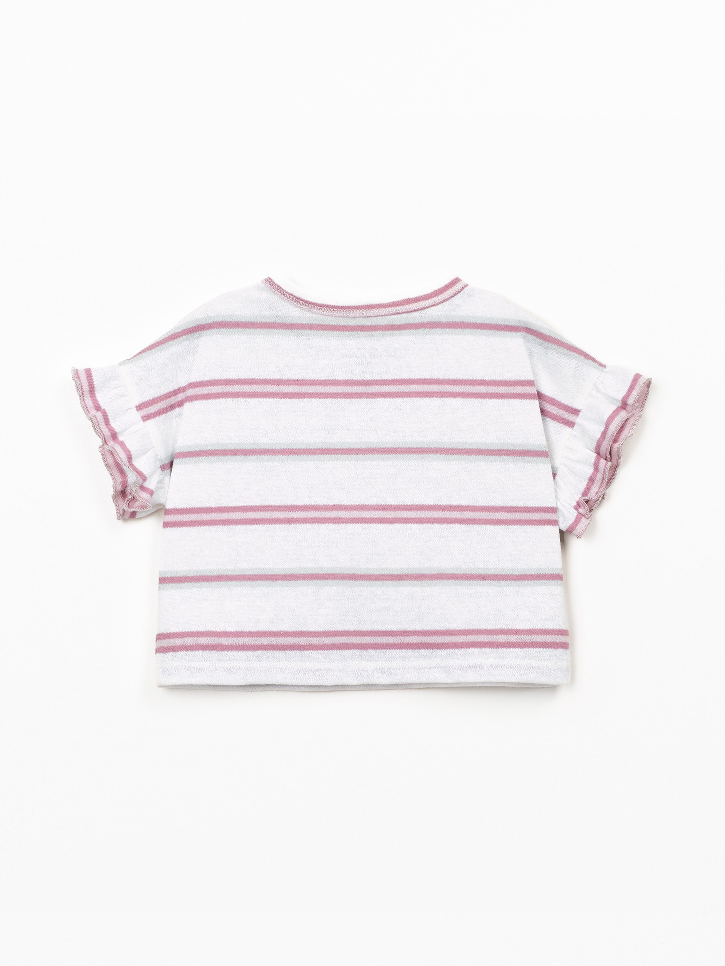 T-shirt em fibras naturais com padrão de riscas