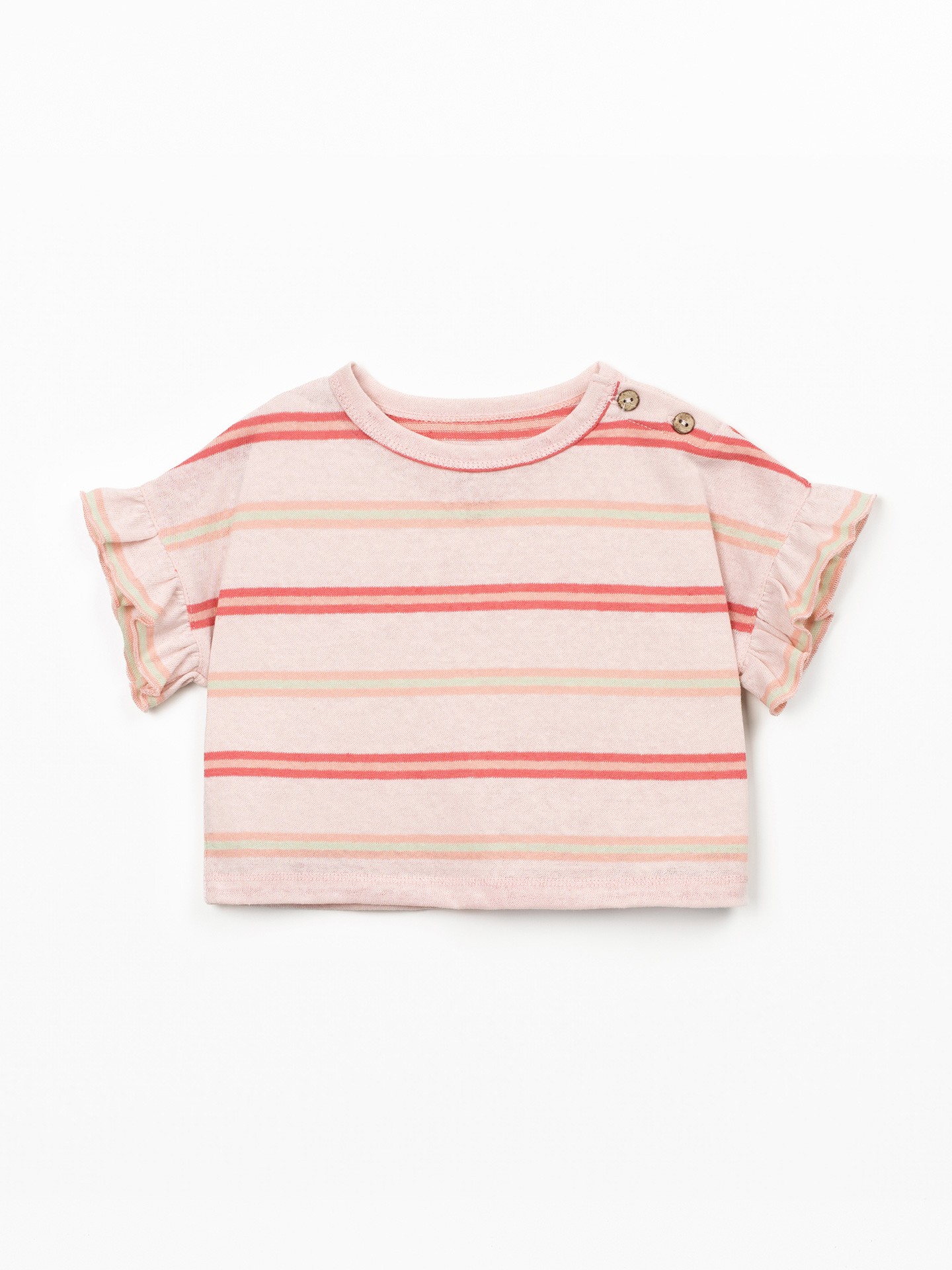 T-shirt em fibras naturais com padrão de riscas