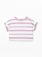 T-shirt em fibras naturais com padr�o de riscas
