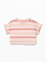 T-shirt em fibras naturais com padr�o de riscas
