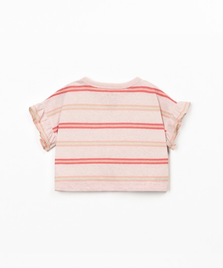 T-shirt em fibras naturais com padrão de riscas