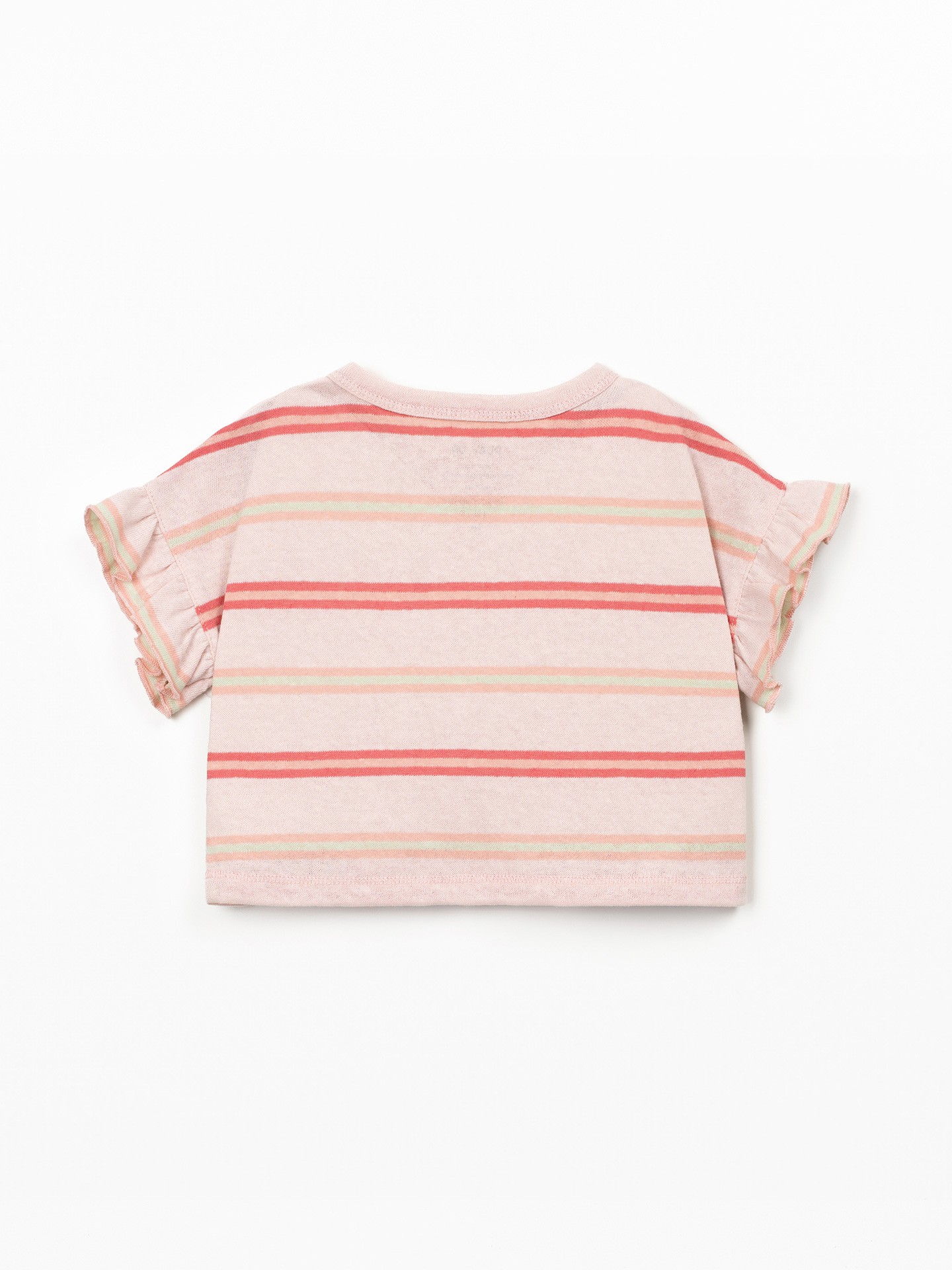 T-shirt em fibras naturais com padrão de riscas