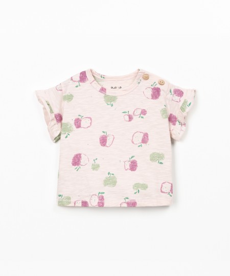 T-shirt com encaixe de folho na manga