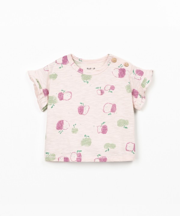 T-shirt com encaixe de folho na manga