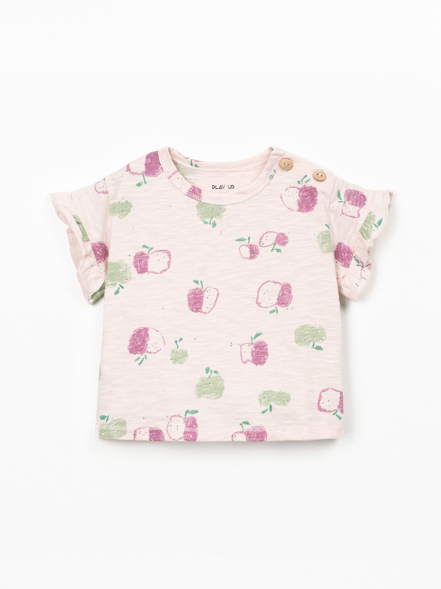 T-shirt com encaixe de folho na manga