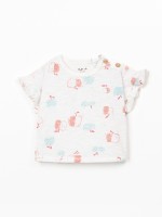 T-shirt com encaixe de folho na manga