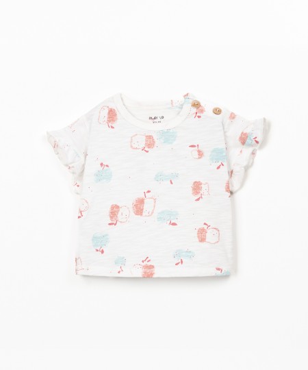 T-shirt con inserto a volant sulla manica