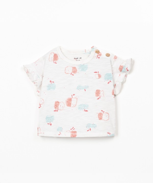 T-shirt com encaixe de folho na manga