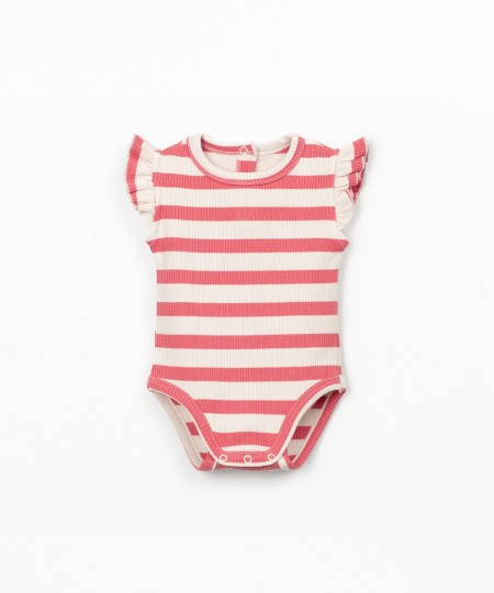 Ribbed jersey bodysuit with stripe pattern