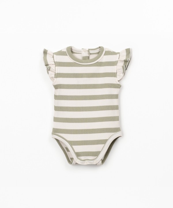 Ribbed jersey bodysuit with stripe pattern