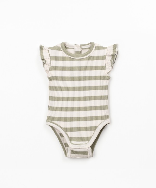 Ribbed jersey bodysuit with stripe pattern