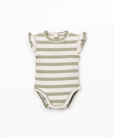 Ribbed jersey bodysuit with stripe pattern