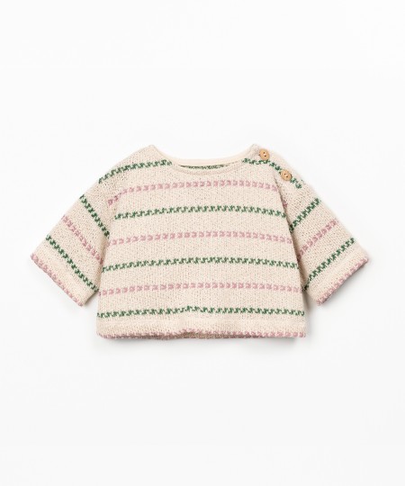 Sweater in cotton and recycled cotton blend