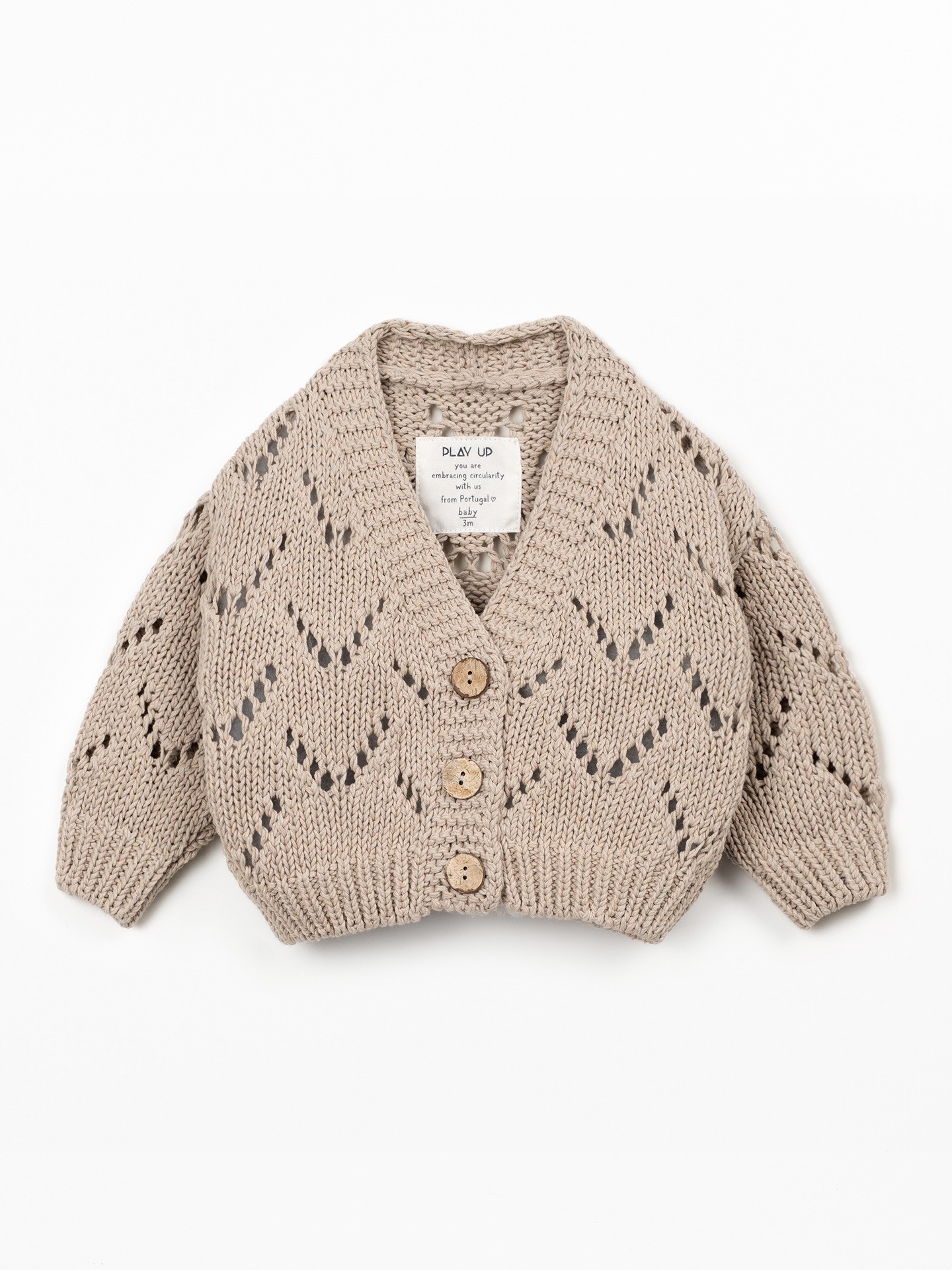 Casaco tricot com botões de coco