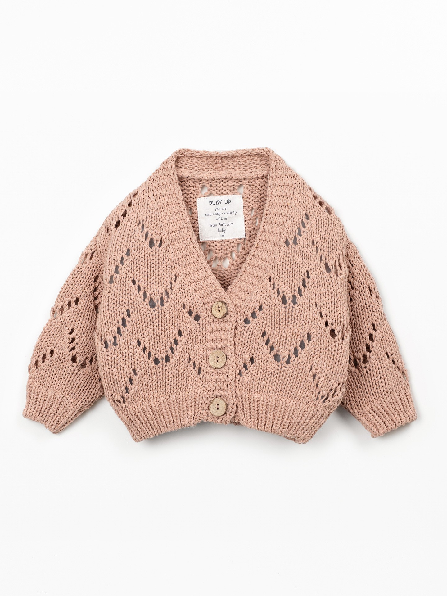 Casaco tricot com botões de coco