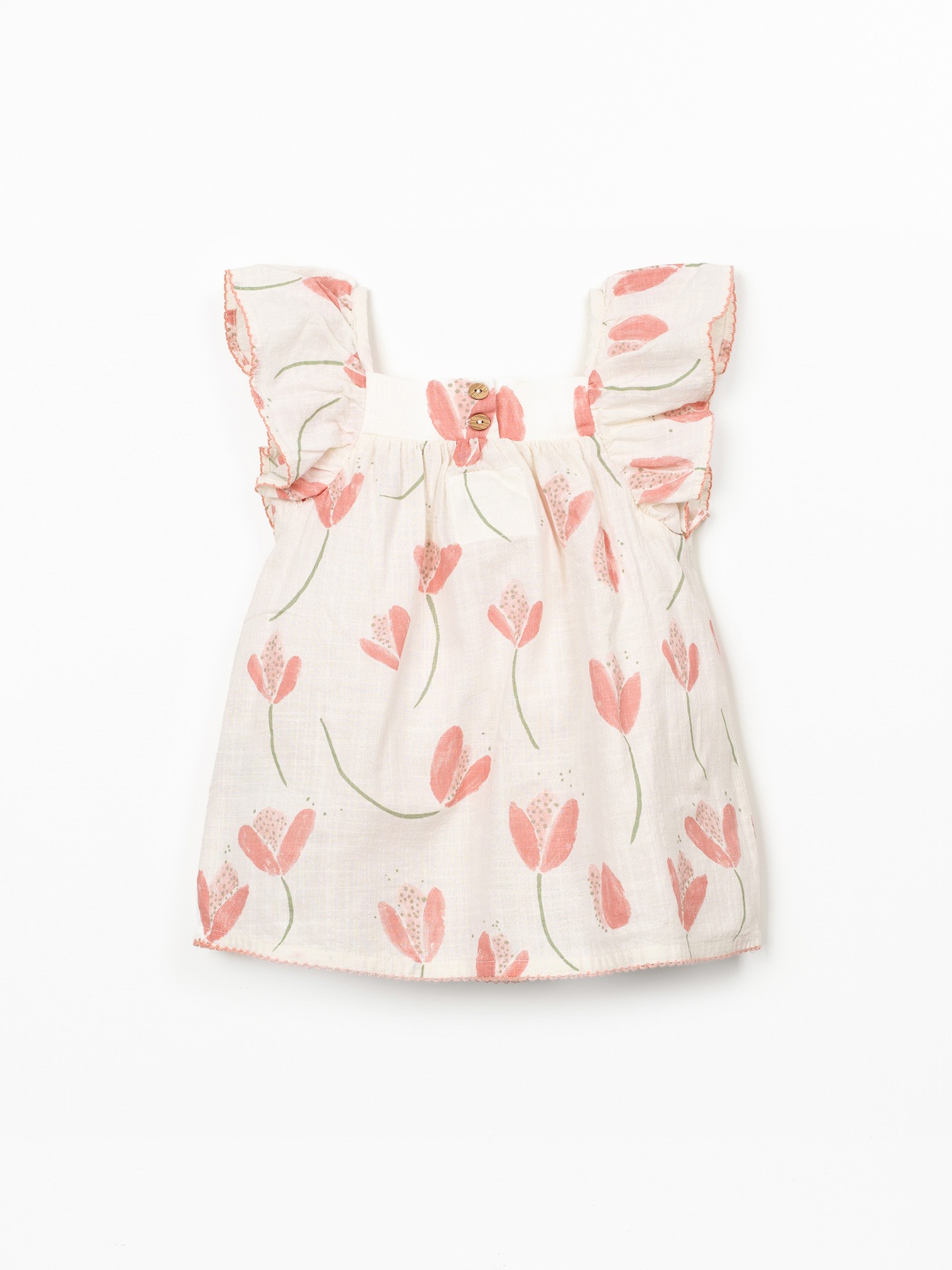 Vestido de tela con estampado de tulipanes