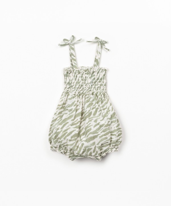 Organic cotton jumpsuit with zebra print