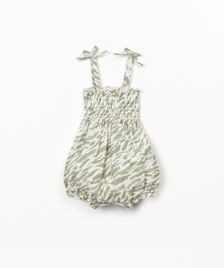 Organic cotton jumpsuit with zebra print