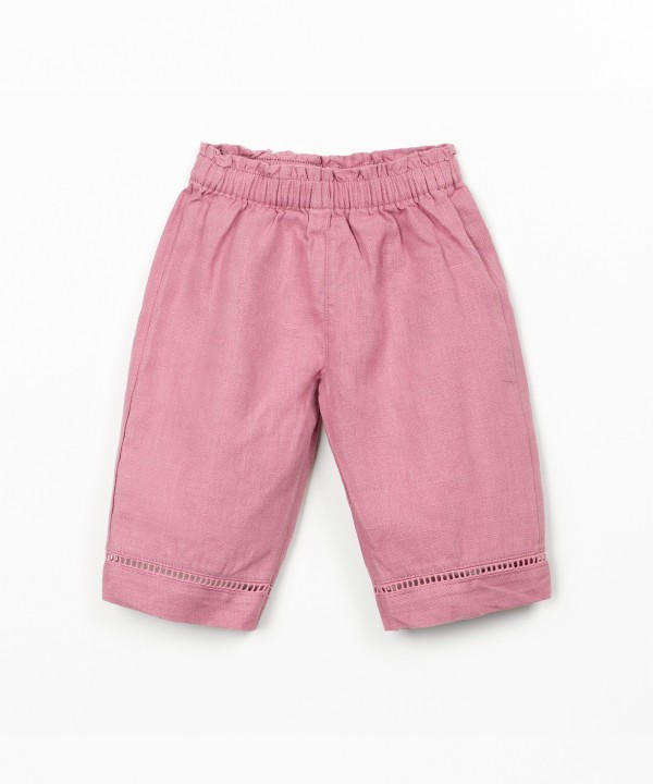 Linen trousers with elastic belt