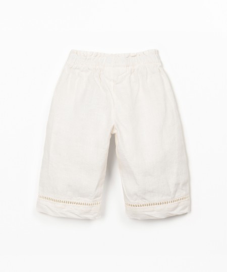 Pantalon en lin avec ceinture élastique