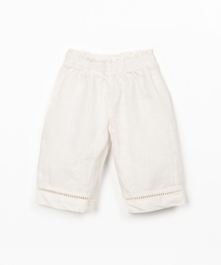 Linen trousers with elastic belt