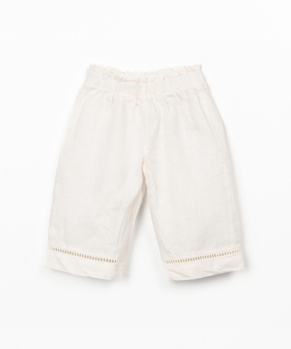 Linen trousers with elastic belt