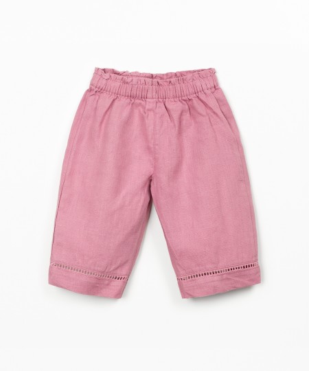 Linen trousers with elastic belt