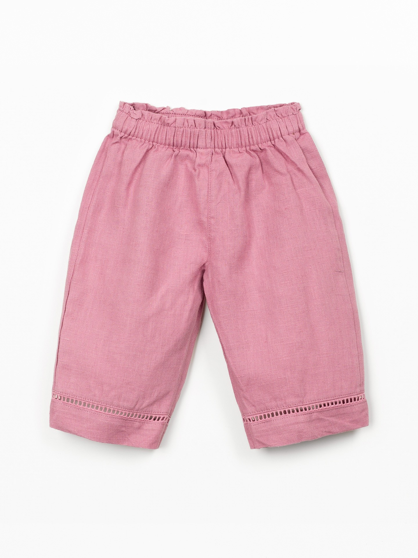 Linen trousers with elastic belt