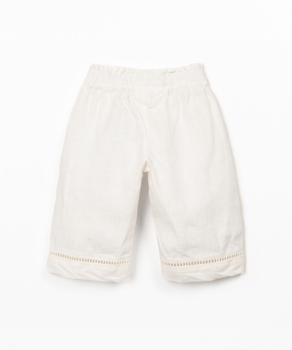 Linen trousers with elastic belt