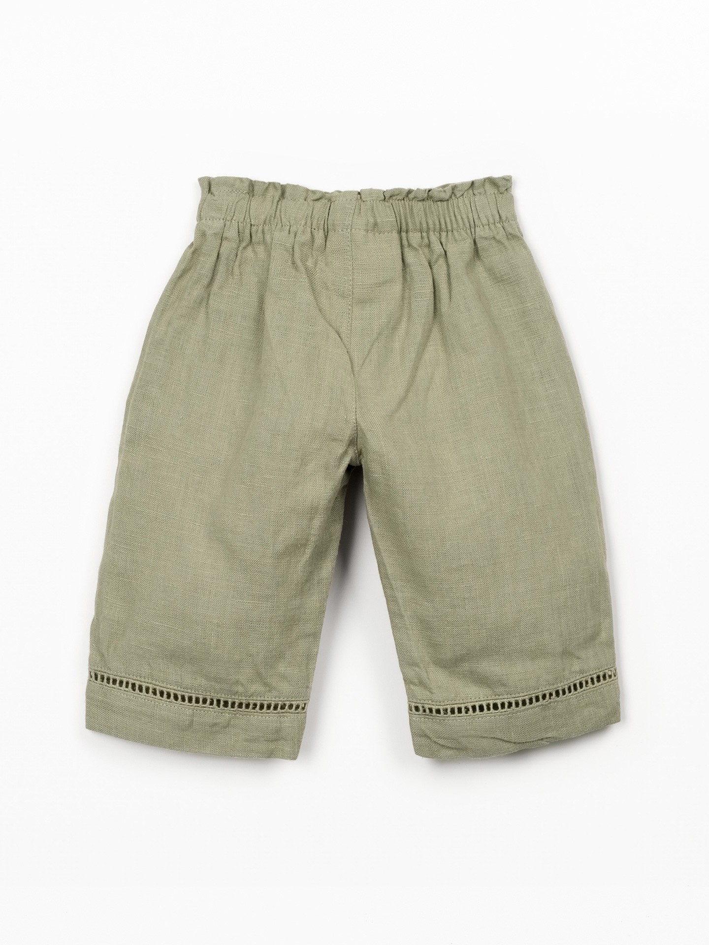 Linen trousers with elastic belt