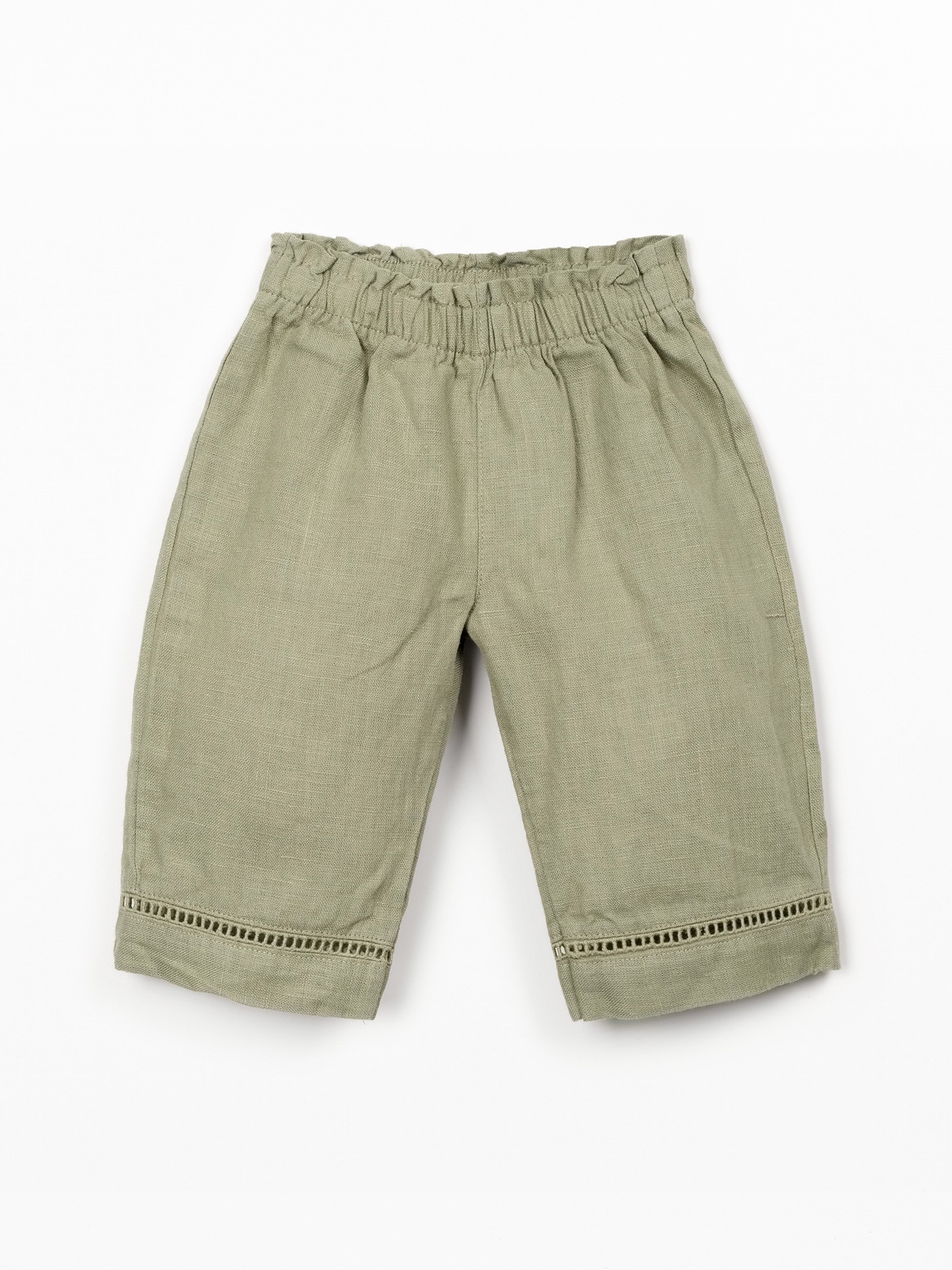 Linen trousers with elastic belt