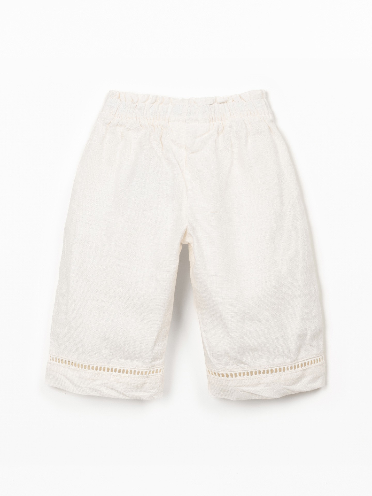 Linen trousers with elastic belt