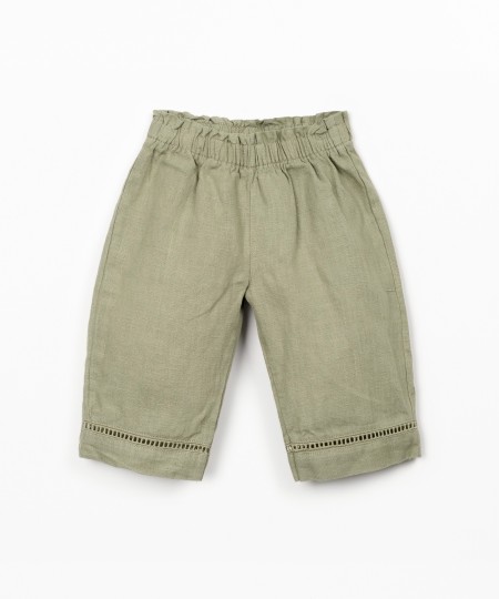 Linen trousers with elastic belt