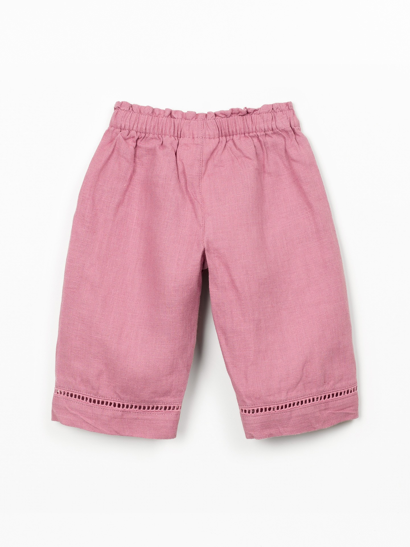 Linen trousers with elastic belt