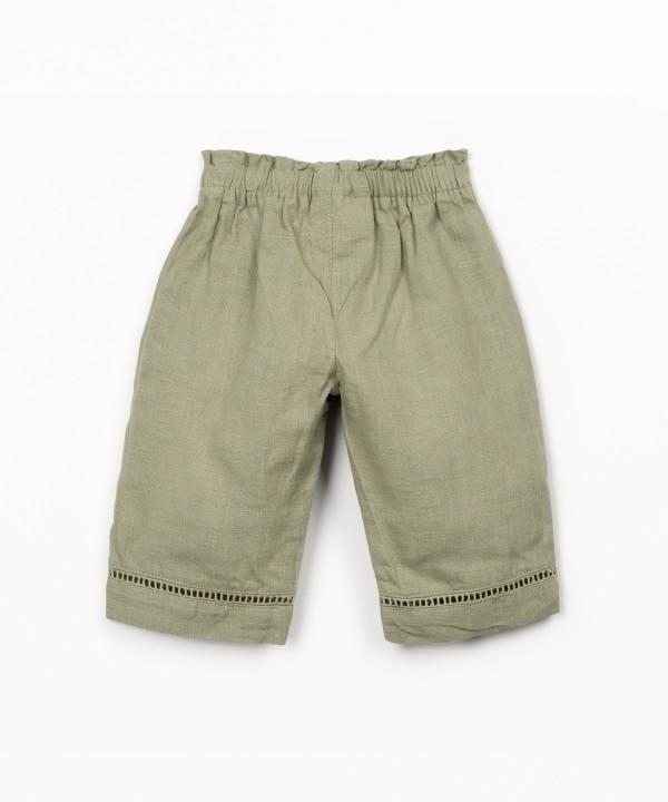 Linen trousers with elastic belt