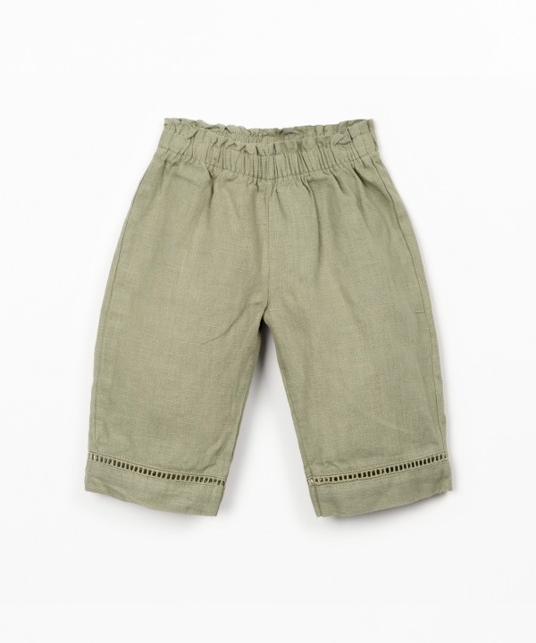 Linen trousers with elastic belt