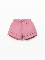 Linen shorts with lace detail