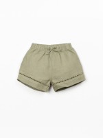 Linen shorts with lace detail