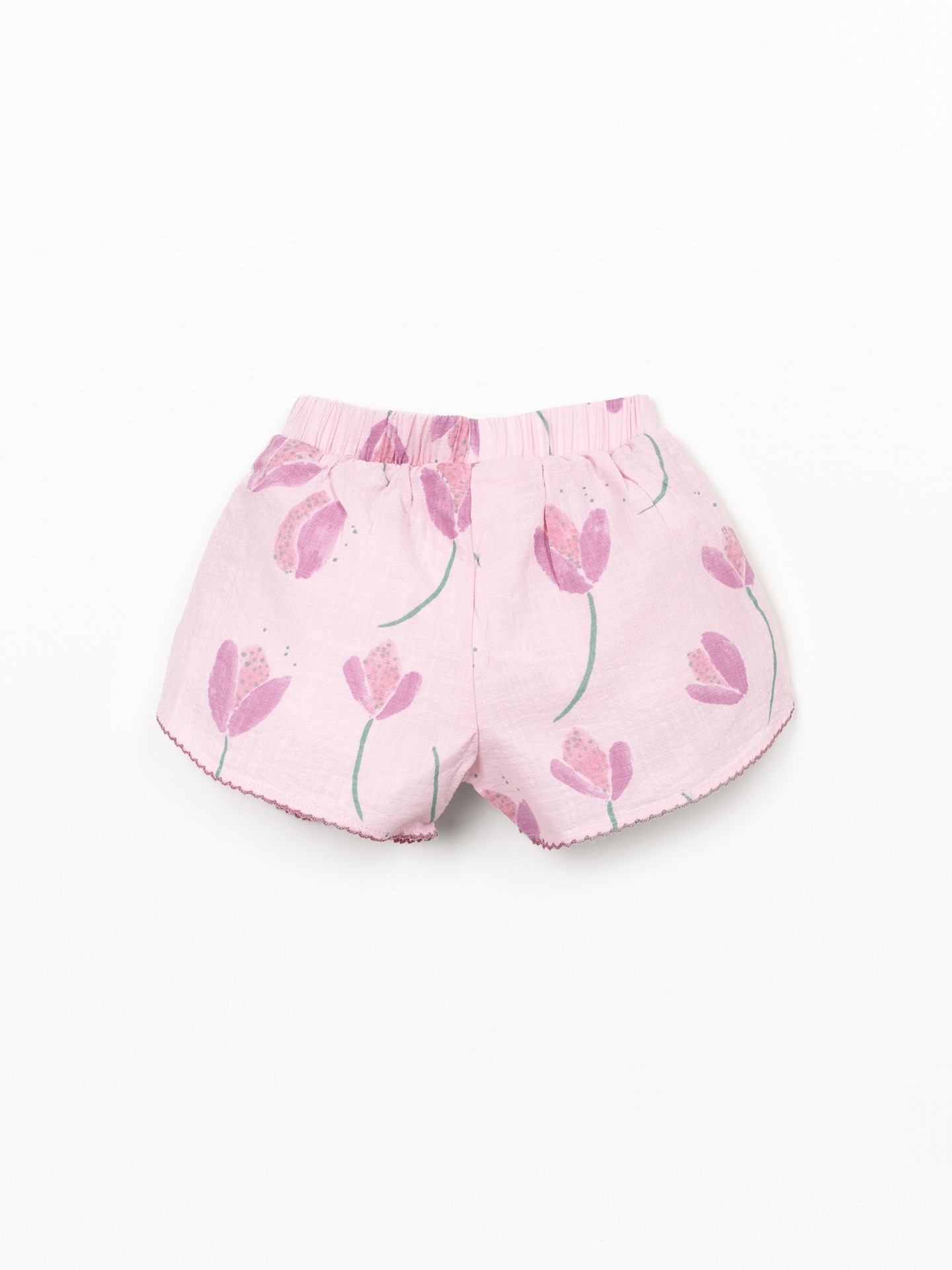 Calção de tecido com encaixes laterais