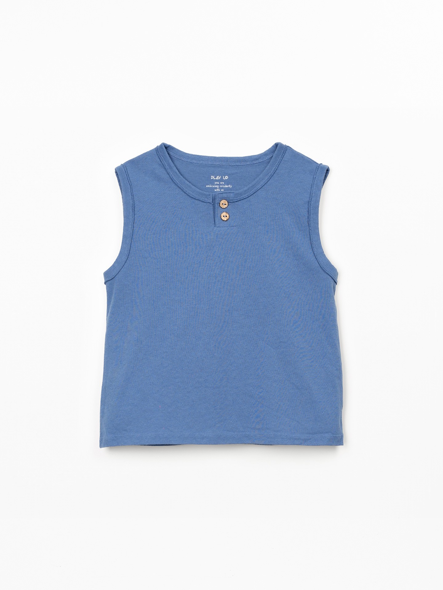 T-shirt sem mangas com mistura de fibras naturais e fibras recicladas