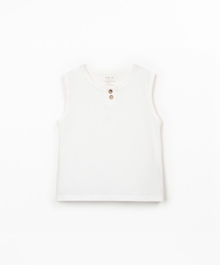 T-shirt sem mangas com mistura de fibras naturais e fibras recicladas