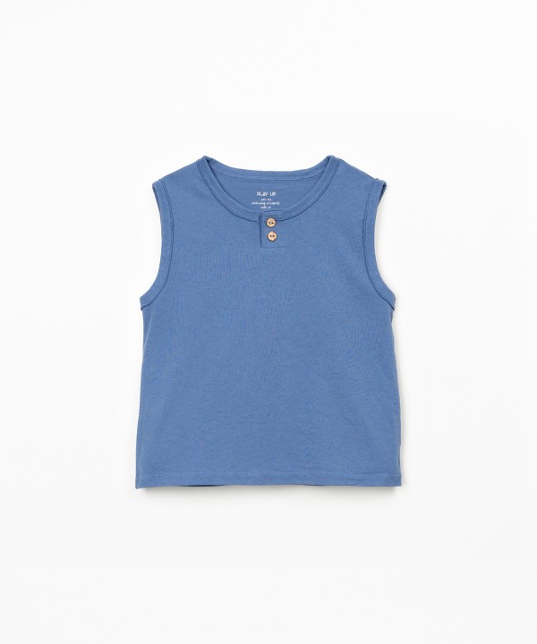 T-shirt sem mangas com mistura de fibras naturais e fibras recicladas