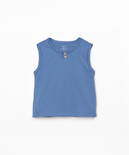 T-shirt sem mangas com mistura de fibras naturais e fibras recicladas