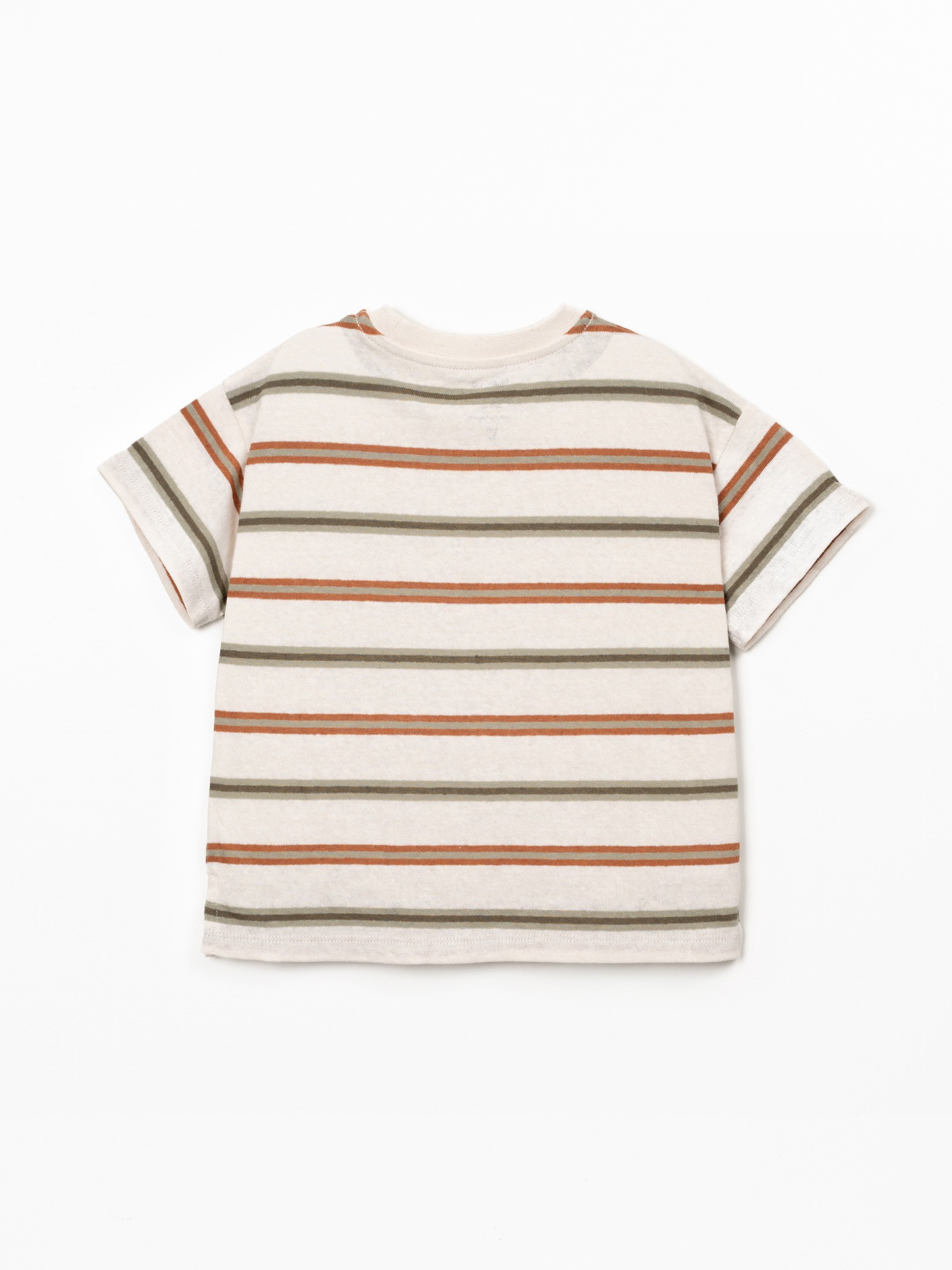 T-shirt mistura de fibras naturais com padrão de riscas