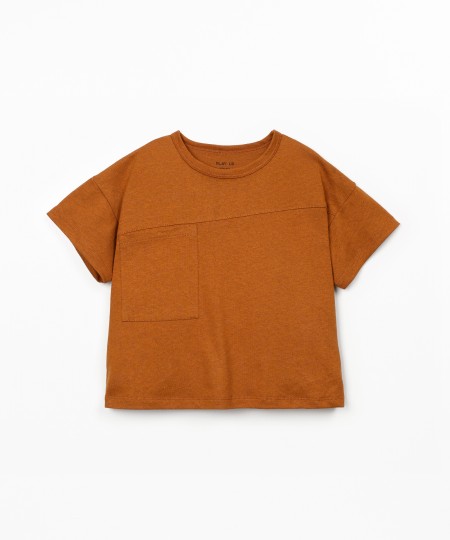 T-shirt de malha em algodão orgânico e linho